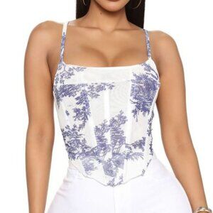 Mesh Corset Top - Blue/combo